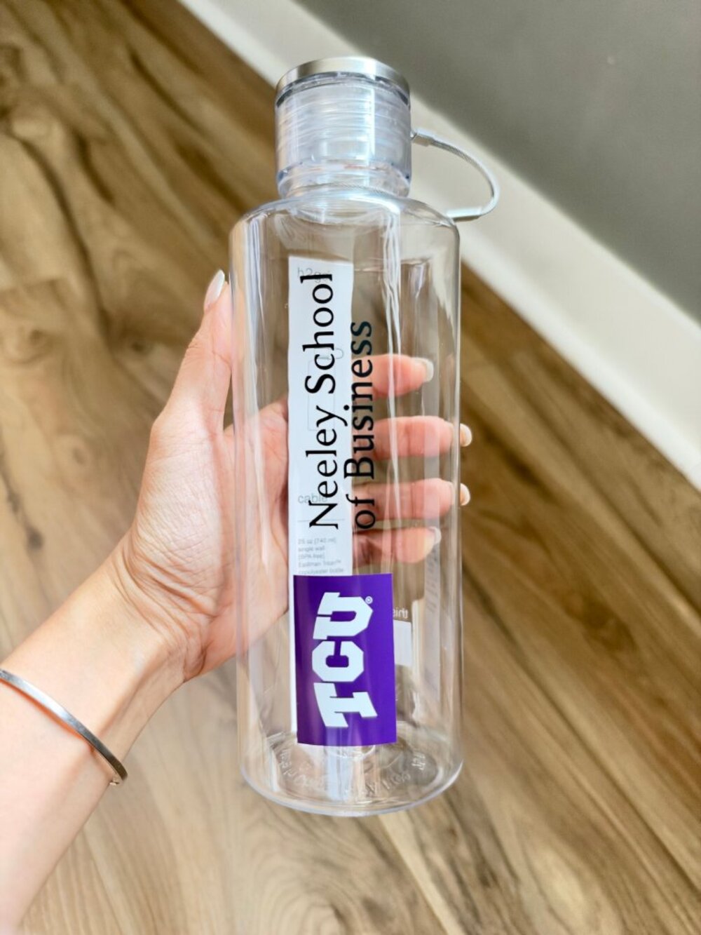 TCU Neeley School of Business h2go Water Bottle 25 oz Tritan BPA Free Clear